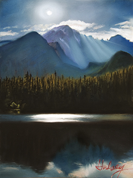 Pastel Painting of Bear Lake at Night in RMNP by John Hulsey